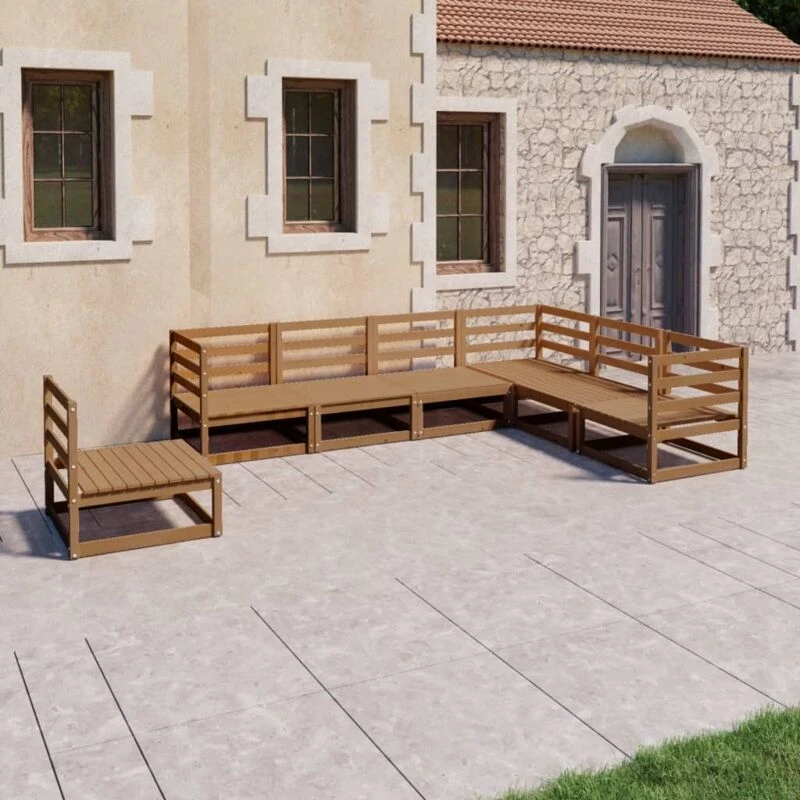 Image of VIDAXL 7 Piece Garden Lounge Set Honey Brown Solid Pinewood Vidaxl 8720286468708