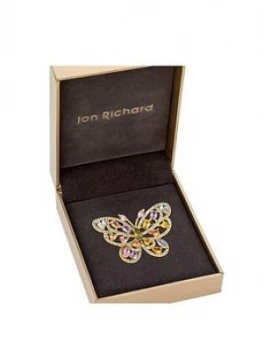 Image of Jon Richard Gold Plate Multi Coloured Cubic Zirconia Butterfly