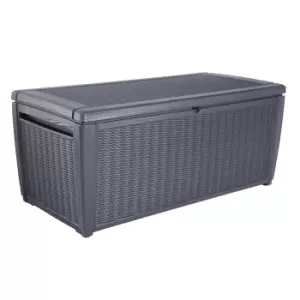 image of Keter Sumatra Rattan Effect Outdoor Garden Storage Box 511L - Anthracite