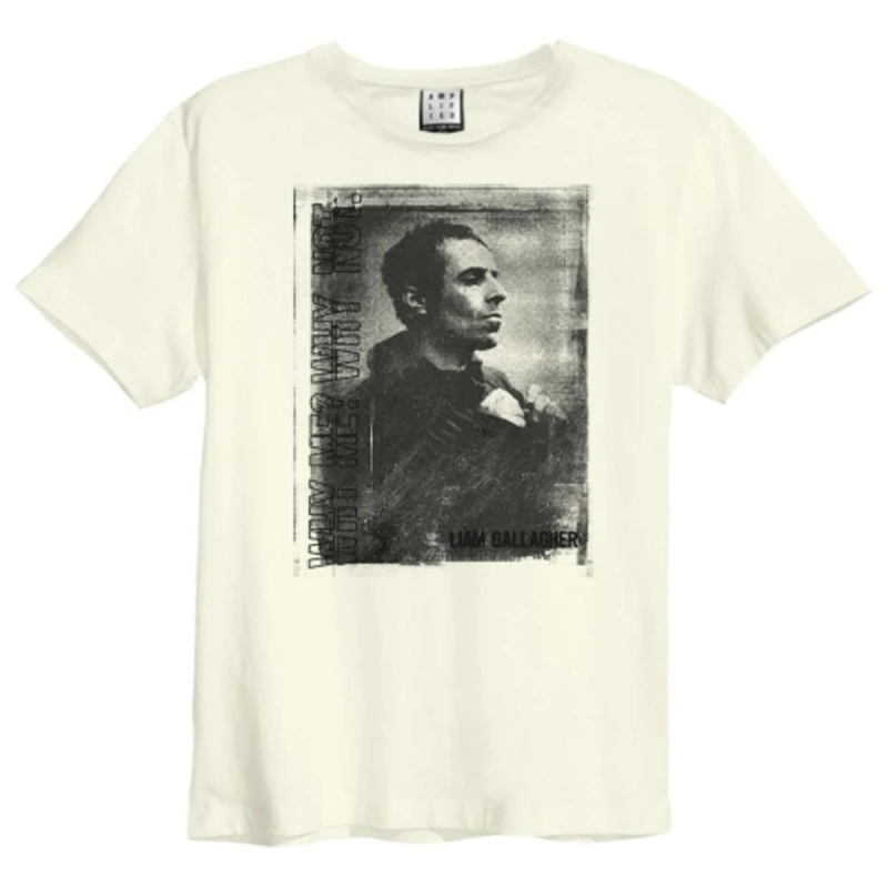Image of Amplified Amplified Men Why Me Portrait Liam Gallagher Vintage T-Shirt in White Size: Small White S Male 5063470957309