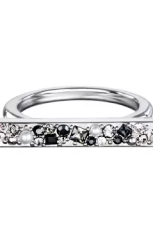 image of Ladies Karl Lagerfeld Silver Plated Scattered Crystal Bar Ring Size N 5378334