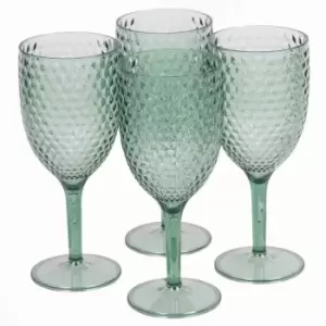 image of Cambridge Fete Wine Glasses With Diamond Design, 4 Piece Set - Green