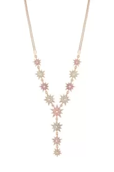 image of Rose Gold Crystal And Pearl Pastel Celestial Y Drop Necklace