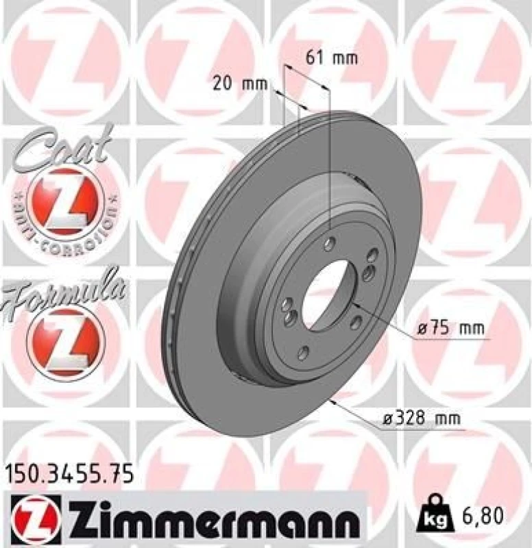 Image of ZIMMERMANN Brake disc ZIMMERMANN 150.3455.75