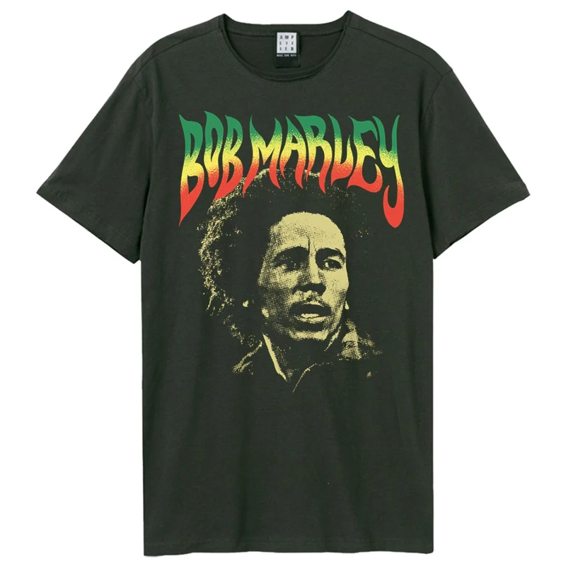 Image of Amplified Amplified Men Face Bob Marley T-Shirt in Charcoal Size: X-Small Charcoal XS Male 5063750911465
