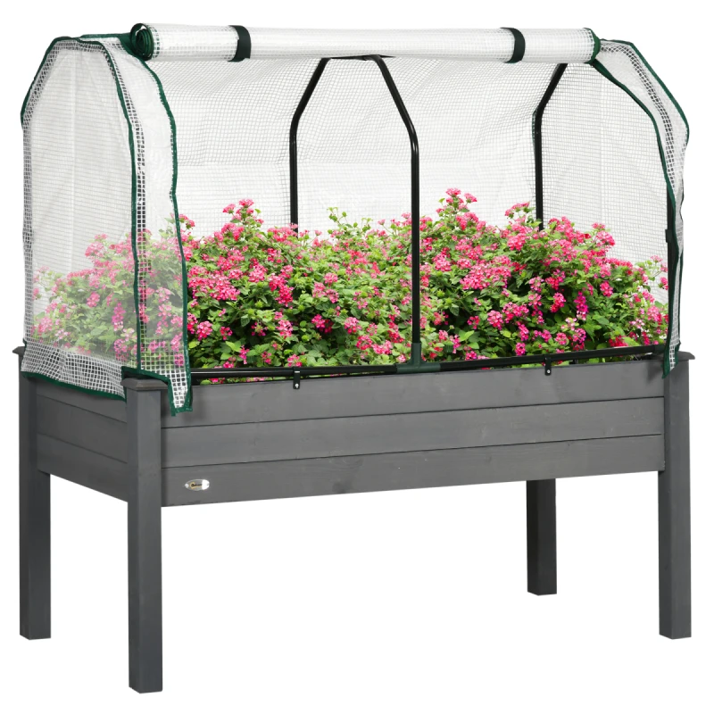 Image of Outsunny Raised Garden Bed w/ PE Cover - Use for Patio - Garden - Dark Grey TJ Hughes 5063603017115