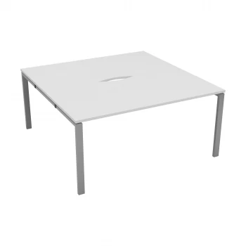 image of CB 2 Person Bench 1600 x 800 - White Top and Silver Legs