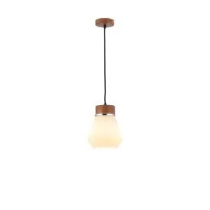 Image of Freedom Ceiling Pendant E27, With Kite Opal Glass Walnut, Opal, Matt Black Fabric