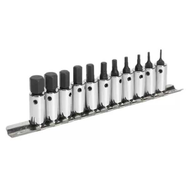 Image of Genuine SEALEY AK62251 Hex Socket Bit Set 11pc 1/4Sq Drive Metric