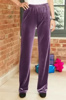 image of Irresistible Velour Straight Leg Pull-On Trousers