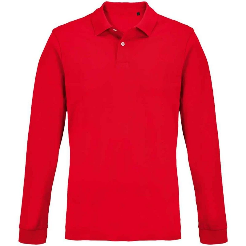 Image of SOL'S Mens Pique Long-Sleeved Polo Shirt in Red Size: Large Red Male L