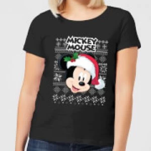 Image of Disney Classic Mickey Mouse Womens Christmas T-Shirt - Black - 3XL