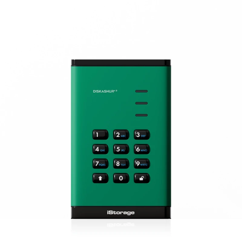 Image of iStorage iStorage diskAshur3 HDD 256-bit 4TB - Green IS-DA3-256-4000-GN