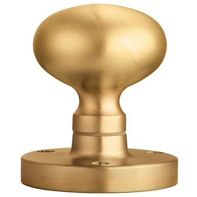 Image of Loops PAIR Mushroom Mortice Door Knob Half Sprung 52mm Diameter Satin Brass Metallics unisex