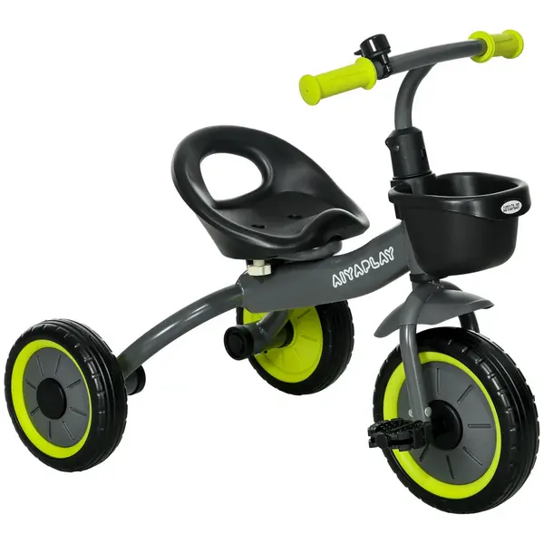 image of AIYAPLAY Kids Trike, Tricycle with Adjustable Seat Basket, for Ages 2-5 Years Black