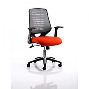 Image of Task Office Chair Relay Silver Back Tabasco Red Seat With Arms