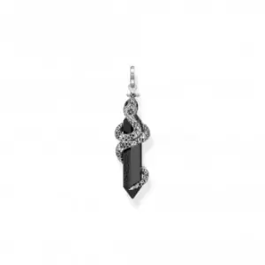 image of Sterling Silver Blackened Onyx With Snake Pendant PE944-641-11