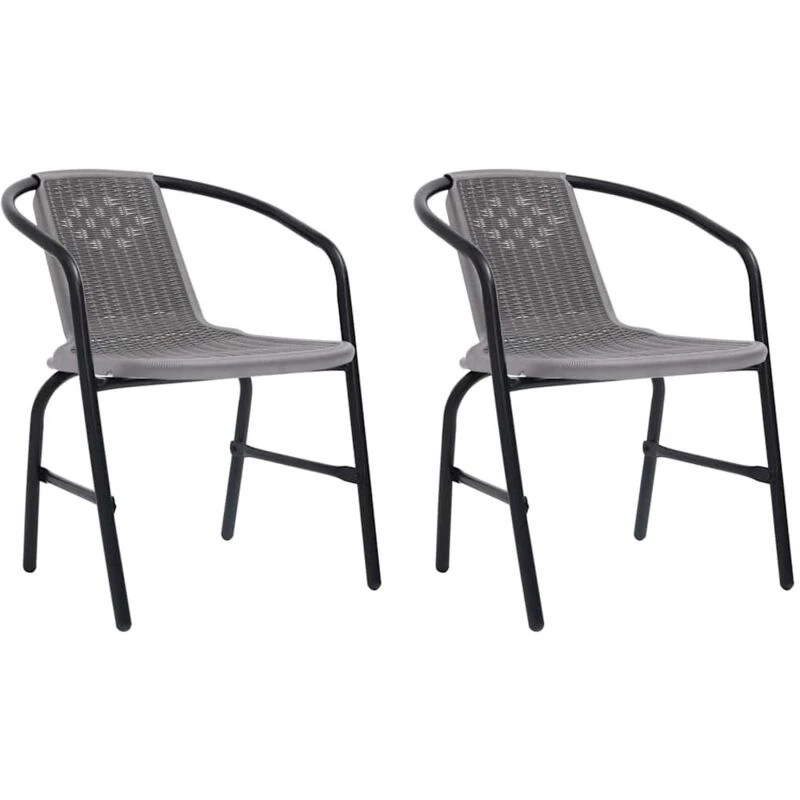 Image of VIDAXL Garden Chairs 2 pcs Plastic Rattan and Steel 110 kg Vidaxl 8720286114179