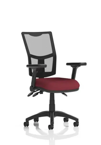 Image of Eclipse Eclipse Plus III Lever Task Operator Chair Mesh Back With Bespoke Colour Seat In Ginseng Chilli With Height Adjustable And Folding Arms KCUP1