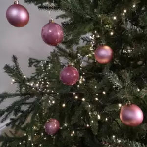 Image of 12pcs 6cm Assorted Shatterproof Baubles Christmas Decoration in Velvet Pink