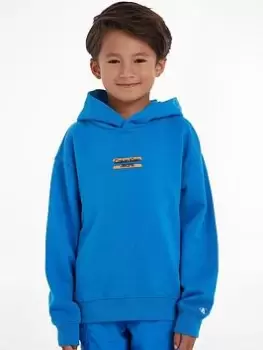 Image of Calvin Klein Jeans Boys Mini Block Logo Hoodie - River Blue Size 10 Years