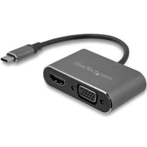 image of StarTech USB C to VGA and HDMI Adapter 2 in 1 4K 30Hz Space Gray