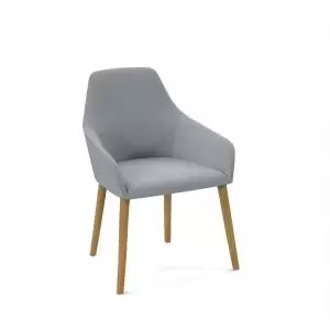 Image of Juna fully upholstered medium back lounge chair with 4 oak wooden legs