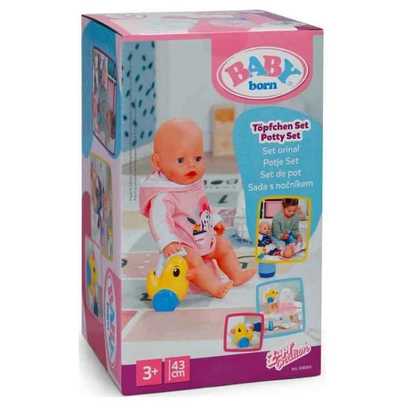 Image of BABY born Potjesset voor poppen van 43cm met luiers cremeblik en eend Berta als papierdispenser 838365 Zapf Creation