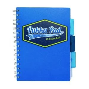 image of Pukka Pad Vision Wirebound Project Book A5 Blue Pack of 3 8612-VIS