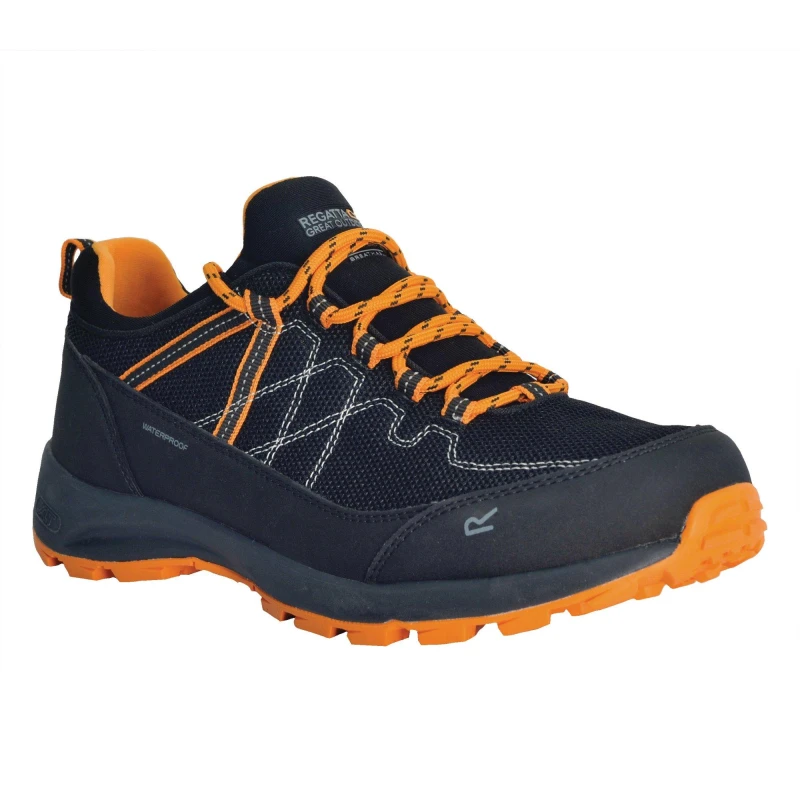 Image of Regatta Mens Samaris Low Waterproof Walking Shoes Blk/FlameOrg male 6 (39)