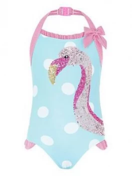 Monsoon Girls Fee Flamingo Sequin Swimsuit - Turquoise