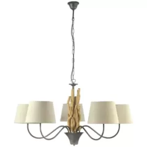 image of Onli Agar Large Multi Arm Chandelier With Shades, Natural Wood