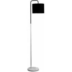 image of Metal & Marble Floor Lamp + Cotton Shade - Chrome