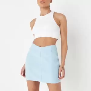 Image of Missguided Petite V Front Tailored Mini Skirt - Blue