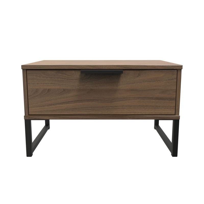 Image of Beijing 1 Drawer Midi Bedside Cabinet In Carini Walnut (Ready Assembled)