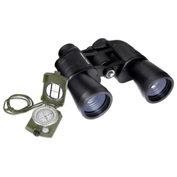 PRAKTICA Falcon 7x50mm Field Binocular Black + Military Waterproof Compass