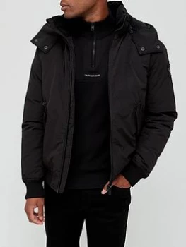 Image of Calvin Klein Jeans Sherpa Lined Short Jacket - Black, Size L, Men