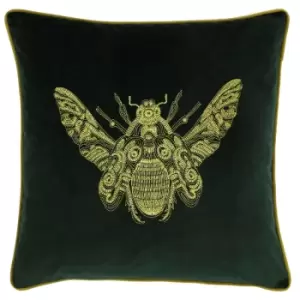 image of Paoletti Cerana Bee Velvet Cushion Emerald - Emerald