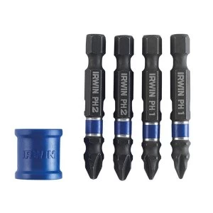 Image of IRWIN Phillips/Pozidriv Impact Magnetic Screwdriver Bit Set, 5 Piece
