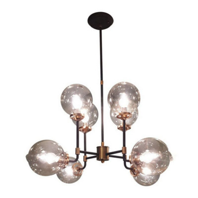 Image of Buttercup Farm Mercer Bubble Chandelier - E14 25W - Iron/glass - L75 X W75 X H100 Cm - Black/brass/clear