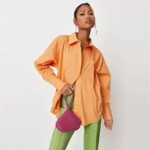 image of Missguided Petite Extreme Oversized Poplin Shirt - Orange