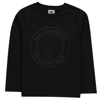 image of KARL LAGERFELD Junior Boys Bad Boy Long Sleeve T Shirt - Black