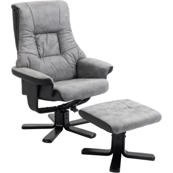 Image of Homcom - Fabric Recliner Sofa Armchair with footstool Swivel Sofa Grey
