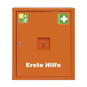 image of SOHNGEN First aid cupboard, DIN 13169, single door, signal orange, HxWxD 560 x 490 x 200 mm, without contents