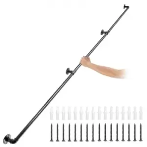 Image of VEVOR Pipe Stair Handrail,Staircase Handrail, 440LBS Load Capacity Carbon Steel Pipe Handrail, Industrial Pipe Handrail with Wall Mount Support, Round