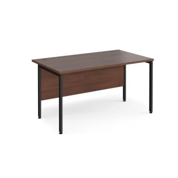 image of Office Desk 1400mm Rectangular Desk With H-Frame Leg Walnut Tops With Black Frames 800mm Depth Maestro 25