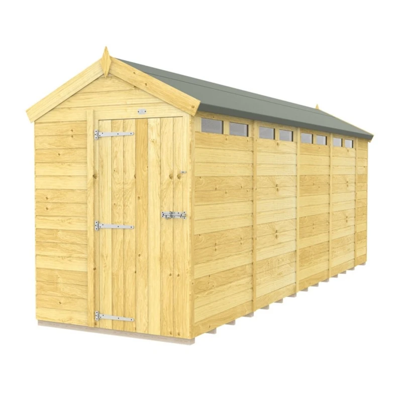 Image of Buttercup Farm 5 x 18 Feet Apex Security Shed - Single Door - L533 x W147 x H217cm in Brown Brown Unisex