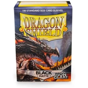 image of Dragon Shield Black Matte NonGlare Standard Card Sleeves - 100 Sleeves