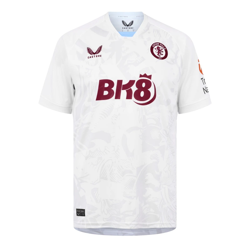 Image of Castore Aston Villa Away Shirt 2023 2024 Adults Brilliant White male 3XL