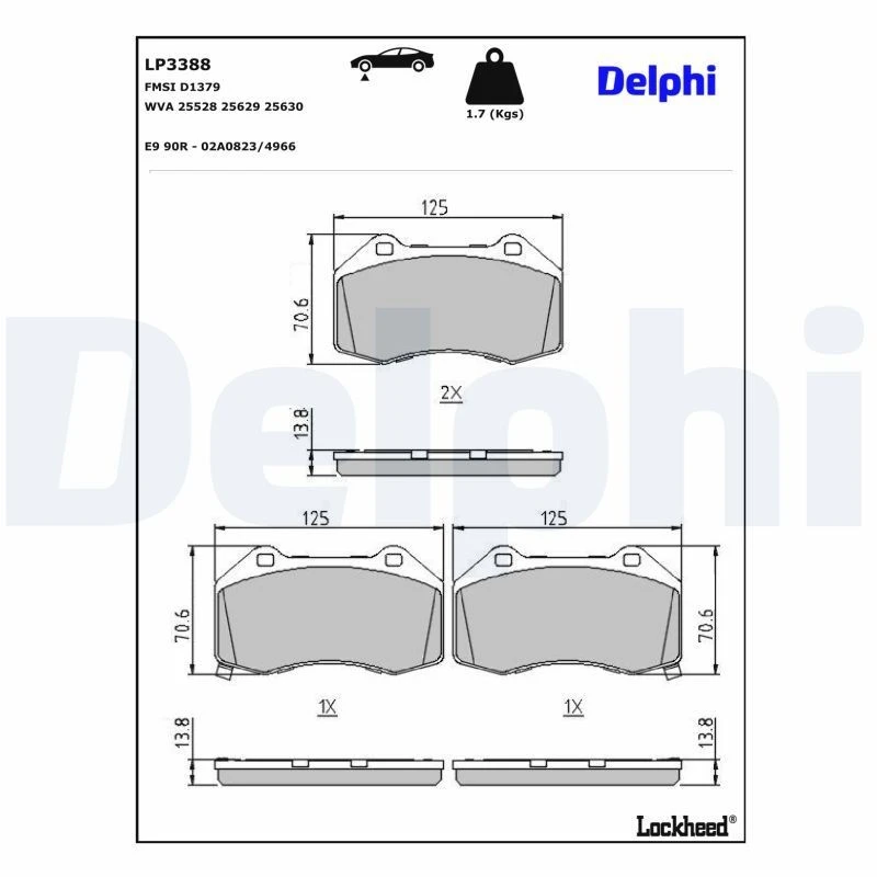 Image of DELPHI Brake pad set DELPHI LP3388